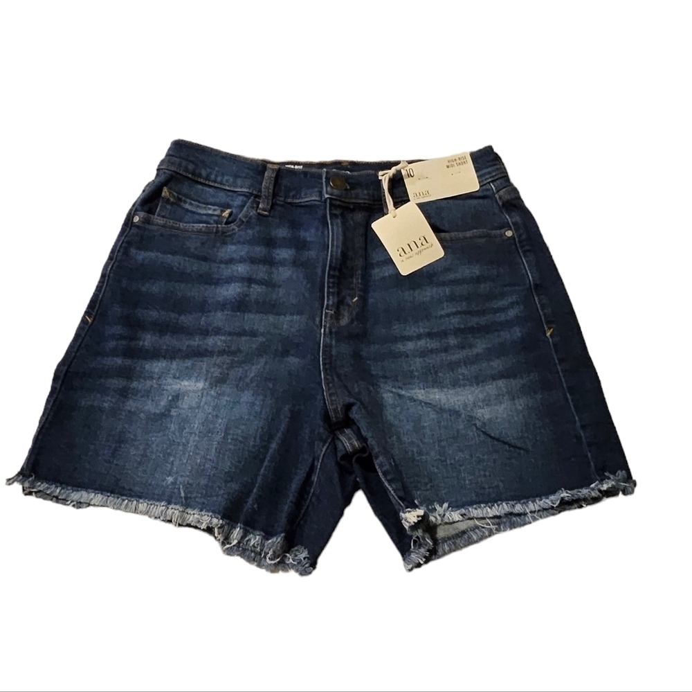 a.n.a High Rise Midi Denim Jean Shorts 91% Cotton 8% Polyester 1% Spandex Sz 10